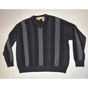 Pronto Uomo Firenze Sweater Men Large Black Crewneck Knit Pullover Made in Italy